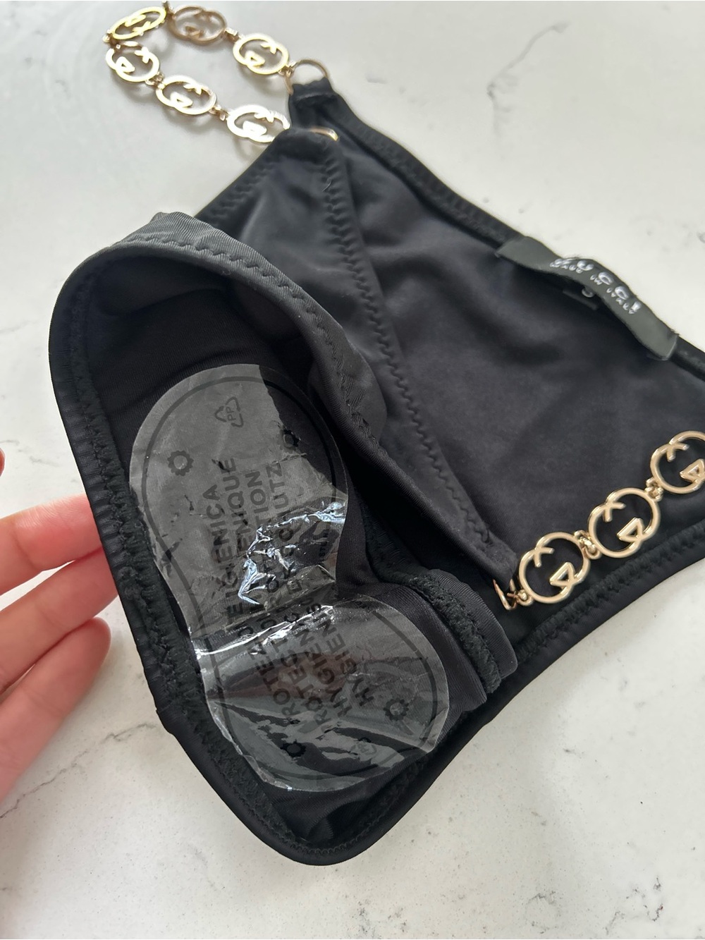 NEW G monogram black gold bikini bottom. Size small - Picture 8 of 9